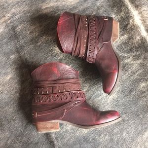 Red Faux Leather Booties
